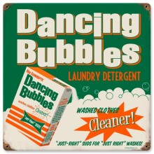 Retro dancing bubbles tin sign