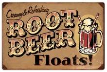 Retro root beer floats metal sign