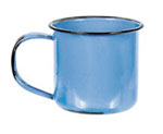 Blue enamelware baby mug