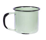Green enamelware baby mug