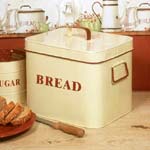 Enamelware bread box cream