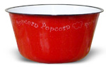Red speckled Enamelware popcorn bowl