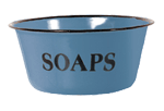 Blue enamelware soaps bowl