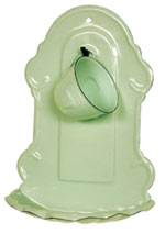 Green enamelware soaps shelf